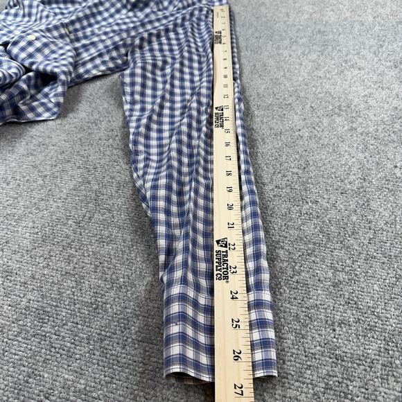 Peter Millar Long Sleeve Shirt Mens Size L Blue White Check Plaid Button Down - Picture 7 of 9